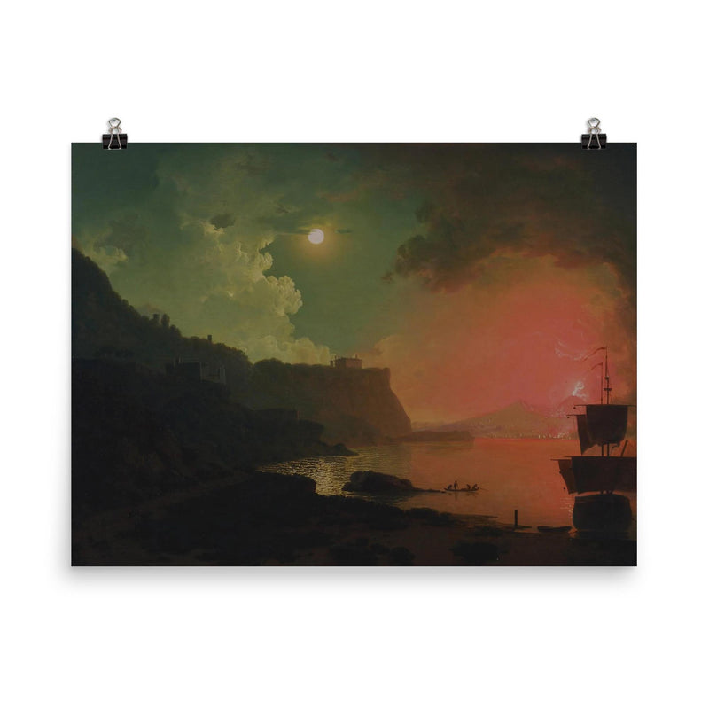 Vesuvius from Posillipo by Joseph Wright of Derby, 1788 poster on a plain backdrop in size 8