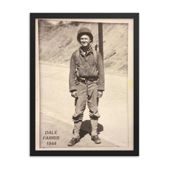 Veteran of WW2 - 66th Black Panther Division framed print on a plain backdrop in size 18"x24".