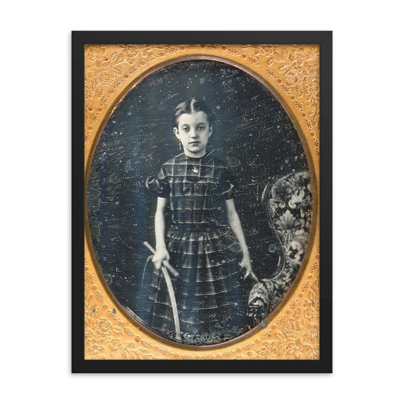 Victorian Girl Holding a Stick and Hoop - 