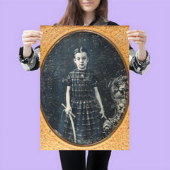 Victorian Girl Holding a Stick and Hoop - "Trundling a Hoop" Game poster 3