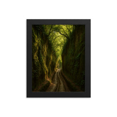 Vie Cave Etruscan Sunken Roads Italy framed print on a plain backdrop in size 8"x10".