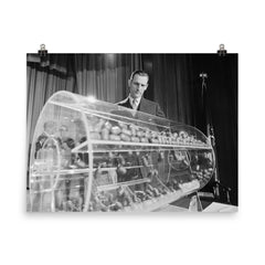 Vietnam Draft Lottery Capsules, Washington D C  1969 poster on a plain backdrop in size 8"x10".