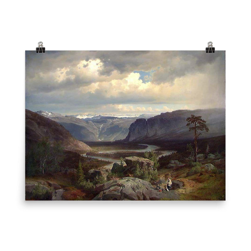 View From Valle in Setesdal by Johan Fredrik Eckersberg, 1852 poster on a plain backdrop in size 8