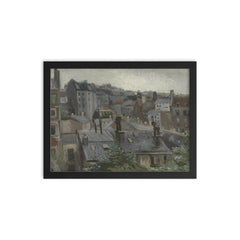 View from Vincent's Studio by Vincent van Gogh, 1886 framed print on a plain backdrop in size 12"x16".