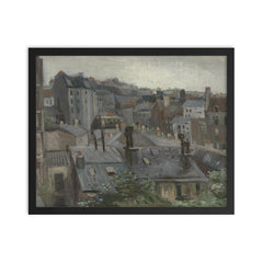 View from Vincent's Studio by Vincent van Gogh, 1886 framed print on a plain backdrop in size 16"x20".