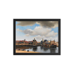 View of Delft by Johannes Vermeer framed print on a plain backdrop in size 12"x16".