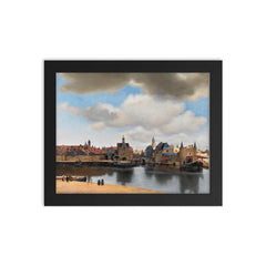 View of Delft by Johannes Vermeer framed print on a plain backdrop in size 8"x10".