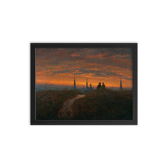 View of Dresden at Sunset by Carl Gustav Carus, 1822 framed print on a plain backdrop in size 12"x16".