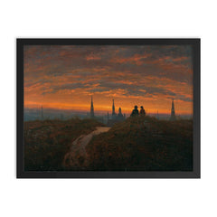 View of Dresden at Sunset by Carl Gustav Carus, 1822 framed print on a plain backdrop in size 18"x24".