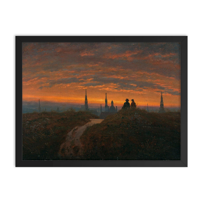 View of Dresden at Sunset by Carl Gustav Carus, 1822 framed print on a plain backdrop in size 18