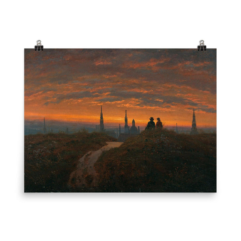View of Dresden at Sunset by Carl Gustav Carus, 1822 poster on a plain backdrop in size 8