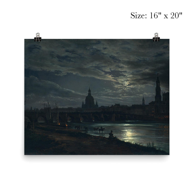 View of Dresden by Moonlight by Johan Christian Dahl, 1839 poster 2