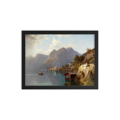 View of Hallstatt by Wilhelm Theodor Nocken, 1905 framed print on a plain backdrop in size 12"x16".
