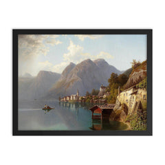 View of Hallstatt by Wilhelm Theodor Nocken, 1905 framed print on a plain backdrop in size 18"x24".