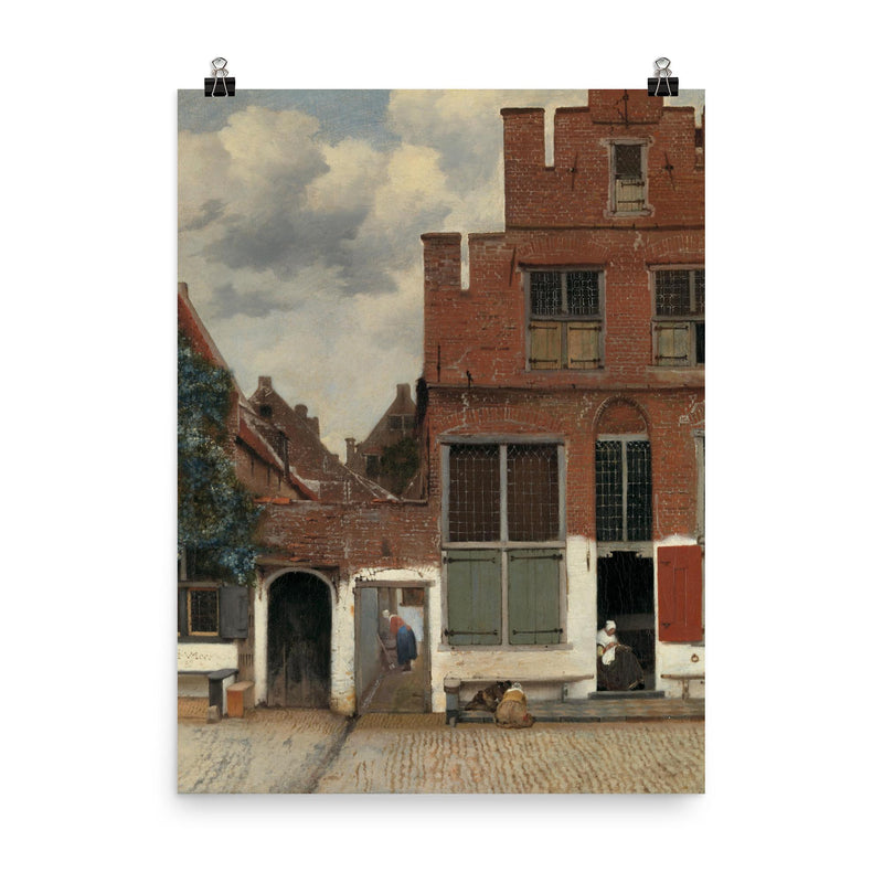 View of Houses in Delft, Known as The Little Street by Johannes Vermeer, c 1658 poster on a plain backdrop in size 8