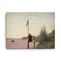 View of Lake Sortedam by Christen Købke, 1838 canvas print on a plain backdrop in size 18"x24".