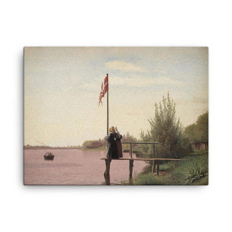 View of Lake Sortedam by Christen Købke, 1838 canvas print on a plain backdrop in size 18