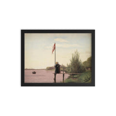 View of Lake Sortedam by Christen Købke, 1838 framed print on a plain backdrop in size 12"x16".