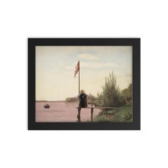 View of Lake Sortedam by Christen Købke, 1838 framed print on a plain backdrop in size 8"x10".