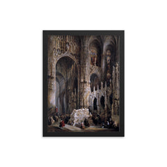 View of the Interior of a Cathedral by Jenaro Pérez Villaamil framed print on a plain backdrop in size 12"x16".
