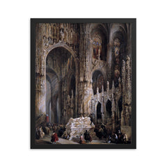 View of the Interior of a Cathedral by Jenaro Pérez Villaamil framed print on a plain backdrop in size 16"x20".