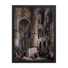 View of the Interior of a Cathedral by Jenaro Pérez Villaamil framed print on a plain backdrop in size 18"x24".