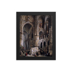View of the Interior of a Cathedral by Jenaro Pérez Villaamil framed print on a plain backdrop in size 8"x10".