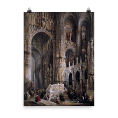 View of the Interior of a Cathedral by Jenaro Pérez Villaamil poster on a plain backdrop in size 8"x10".