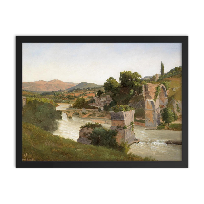 View of the Roman Bridge in Narni by Gustaf Wilhelm Palm, 1845 framed print on a plain backdrop in size 18