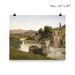 View of the Roman Bridge in Narni by Gustaf Wilhelm Palm, 1845 poster 2