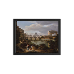 View of the Tiber to the South by Rudolf Wiegmann, 1834 framed print on a plain backdrop in size 12"x16".