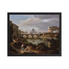 View of the Tiber to the South by Rudolf Wiegmann, 1834 framed print on a plain backdrop in size 16"x20".