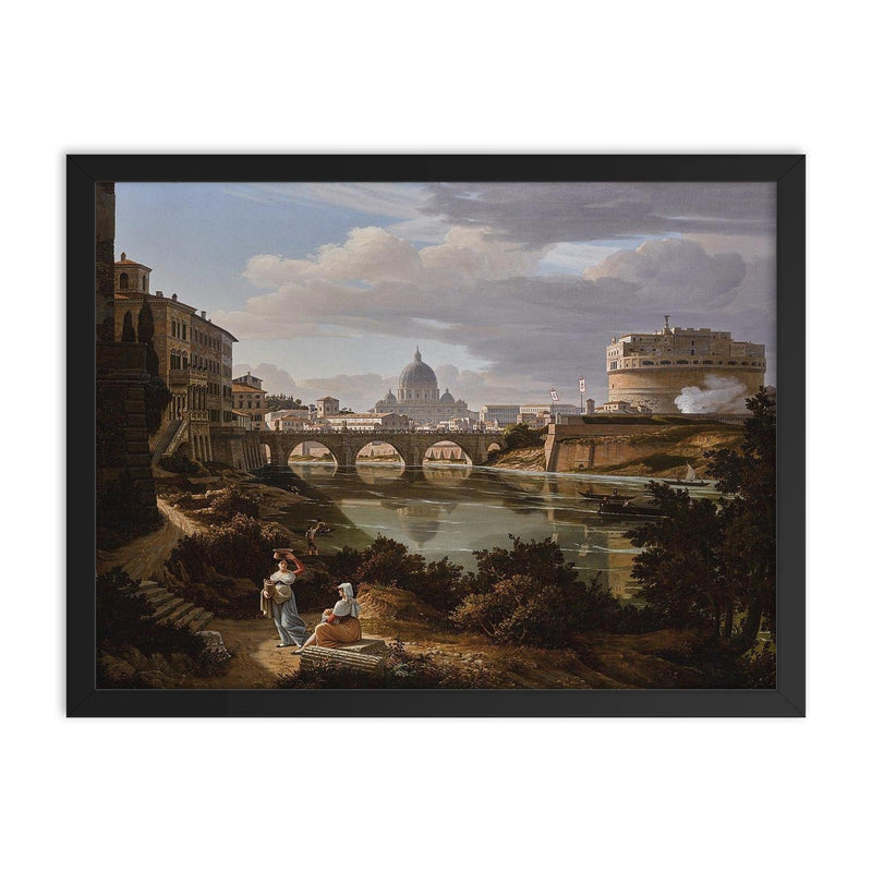 View of the Tiber to the South by Rudolf Wiegmann, 1834 framed print on a plain backdrop in size 18