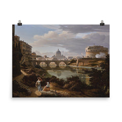View of the Tiber to the South by Rudolf Wiegmann, 1834 poster on a plain backdrop in size 8"x10".
