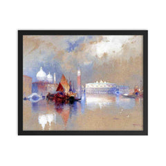 View of Venice by Thomas Moran, 1888 framed print on a plain backdrop in size 16"x20".