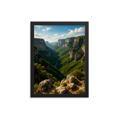 Vikos Gorge Greece framed print on a plain backdrop in size 12"x16".