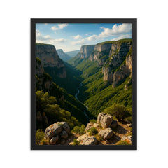 Vikos Gorge Greece framed print on a plain backdrop in size 16"x20".