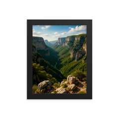 Vikos Gorge Greece framed print on a plain backdrop in size 8"x10".