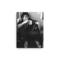 Viktor Tsoi canvas print on a plain backdrop in size 12"x16".