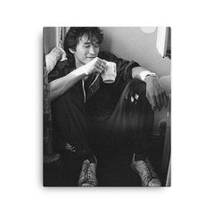 Viktor Tsoi canvas print on a plain backdrop in size 16"x20".