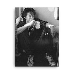 Viktor Tsoi canvas print on a plain backdrop in size 18"x24".