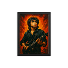 Viktor Tsoi framed print on a plain backdrop in size 12"x16".