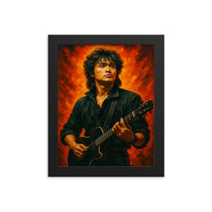 Viktor Tsoi framed print on a plain backdrop in size 8"x10".