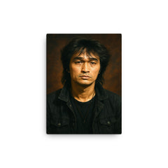 Viktor Tsoi portrait canvas print on a plain backdrop in size 12"x16".