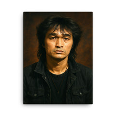 Viktor Tsoi portrait canvas print on a plain backdrop in size 18"x24".