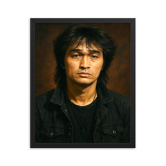 Viktor Tsoi portrait framed print on a plain backdrop in size 16"x20".