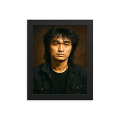 Viktor Tsoi portrait framed print on a plain backdrop in size 8"x10".