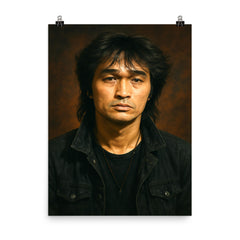 Viktor Tsoi portrait poster on a plain backdrop in size 8"x10".
