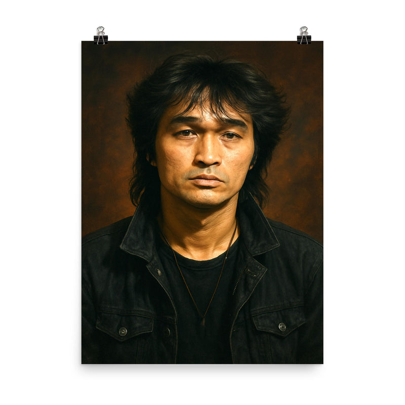 Viktor Tsoi portrait poster on a plain backdrop in size 8
