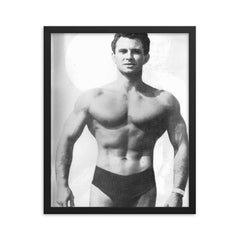 Vince Gironda framed print on a plain backdrop in size 16"x20".